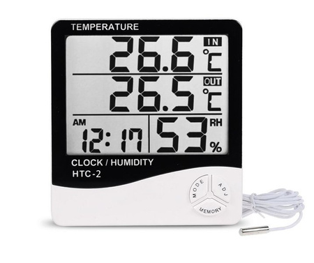 Cyfrowy Hygrometer / Termometer z czujnikiem temperatury HTC2